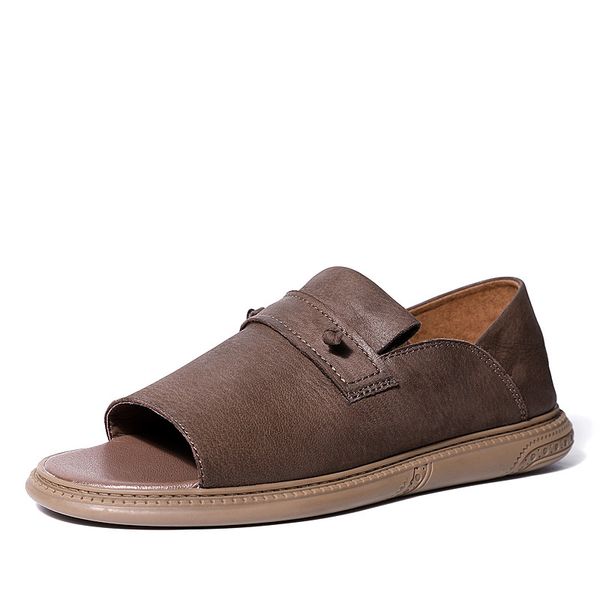 

сандалии коровьего лето дышащего высокое качество из натуральной кожи мужских сандалий моды повседневных мужчин римской обуви мужской гладиа, Black