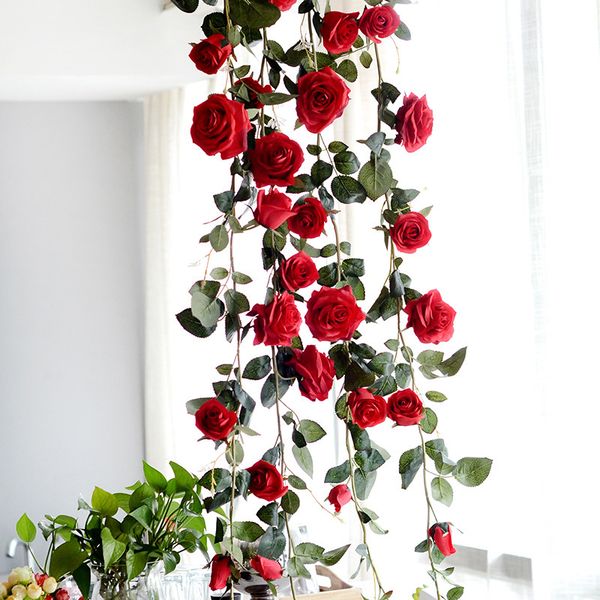 

hanging display artificial flowers silk rose vines design floral crafts props