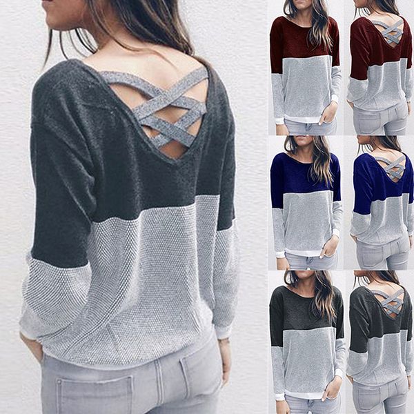 

autumn winter women's sweater stitching color long-sleeved sweater pullover fashion slim round neck two wear sweaters pull femme, White;black