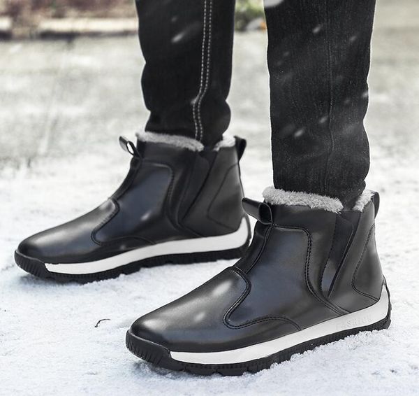 

men's boots plus size 38-48 leather winter warm shoes motorcycle men ankle boot fashion boots zapatos de hombre, Black