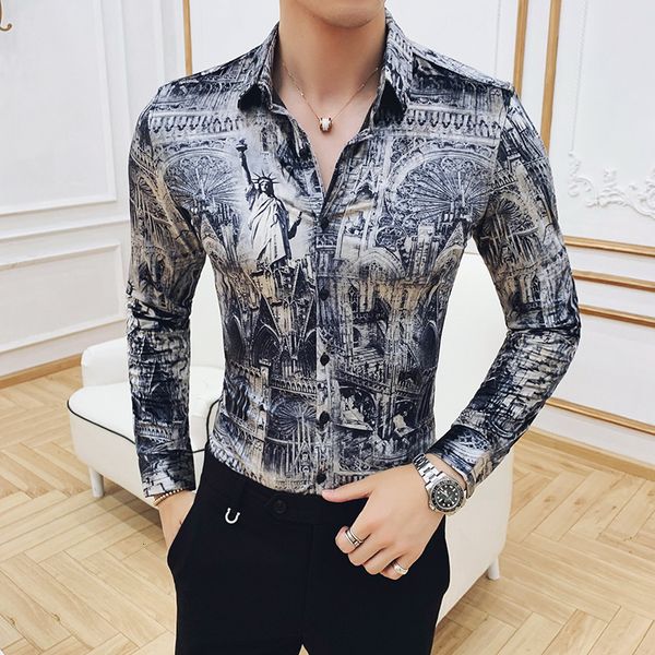 

flower shirt men thickening keep warm pleuche increase long sleeve shirt ropa de hombre camisa social masculina manga longa, White;black