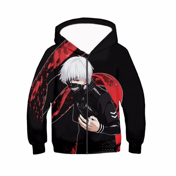 

plstar cosmos tokyo ghoul skull printing black sweatshirts boys casaul zip hoodie japan anime 3d hoodies kids pullover shirts