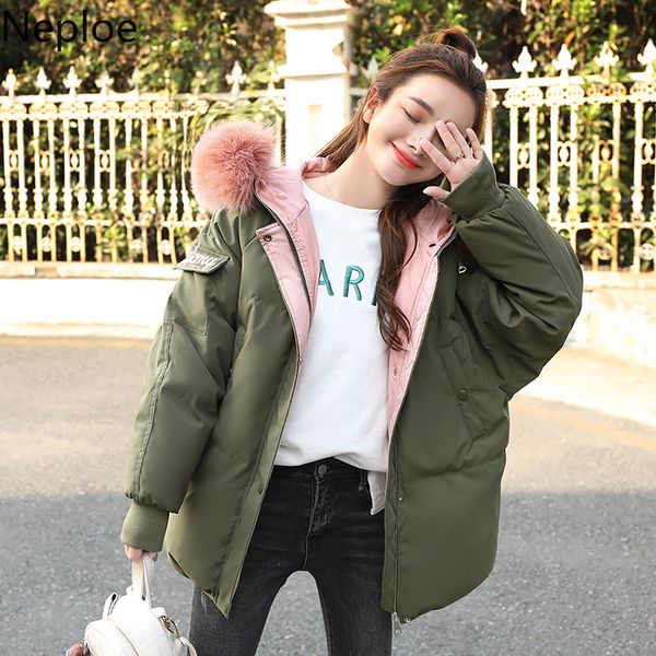 

neploe winter coat women korean loose slim thick short student cutton jacket plus size solid casual casaco feminino 46346, Tan;black