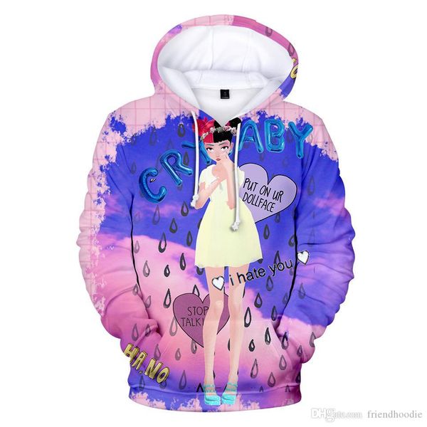 

подросток девушка женщины толстовка дизайнер плакса 3d печатные толстовки с капюшоном милые пуловеры, Black