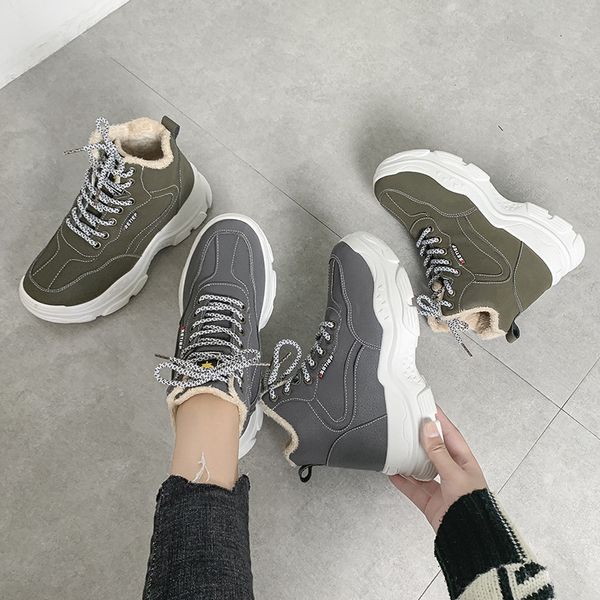 

platform shoes woman snow boots plush winter warm female casual sneakers warm snowboots fashion brand women casual shoes m12-22, Black