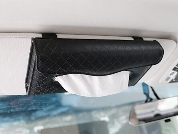 

universal car sun visor pu leather tissue box auto clip holder paper napkin accessories