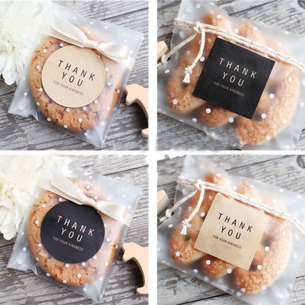 

label thank you round square black kraft paper color sealing paste baking biscuit bag decorative seal sticker 60pcs / 10 sheets