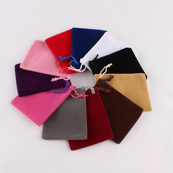

100pcs/lot 7*9 cm custom printed drawstring bag velvet jewelry pouch christmas gift bag storage