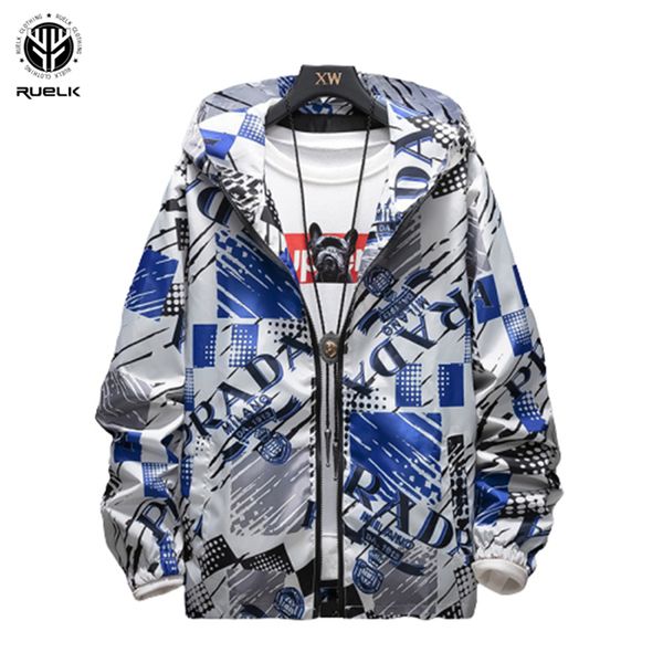 

ruelk tide brand jacket 2020 spring and autumn new men's loose hooded fashion creative letter print long sleeve large size m-5xl, Black;brown