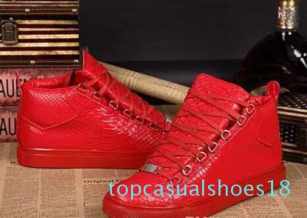 

2019 new new brand hiphop casual men sneakers blue genuine leather sheepskin arena lace-up luxury kanye west trainers high t18, Black