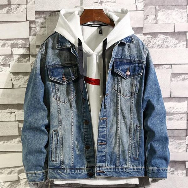 

men's jackets casual jacket hip hop retro style denim street fashion, Black;brown