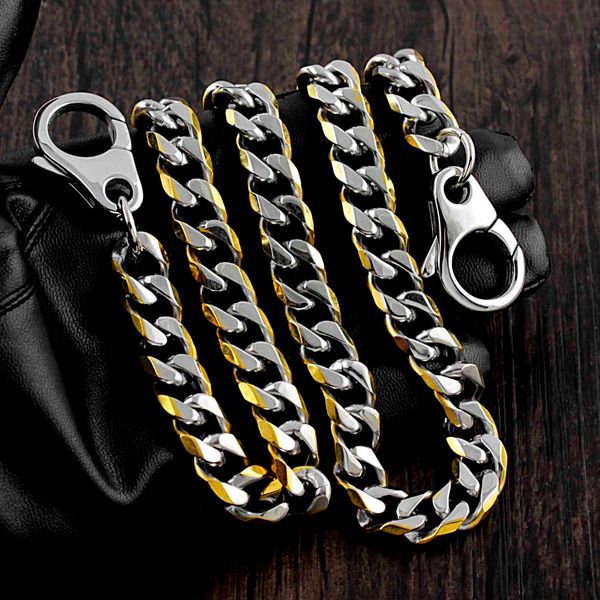 

12mm bling polished stainless biker wallet chain pants keychain, Silver