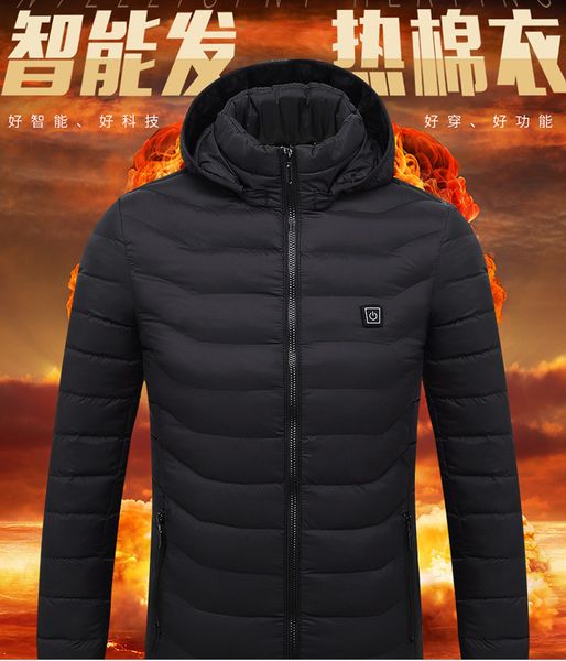 

2019 new mens heated jackets outdoor coat usb electric battery long sleeves heating hooded jackets warm winter thermal clothing mx191121, Black