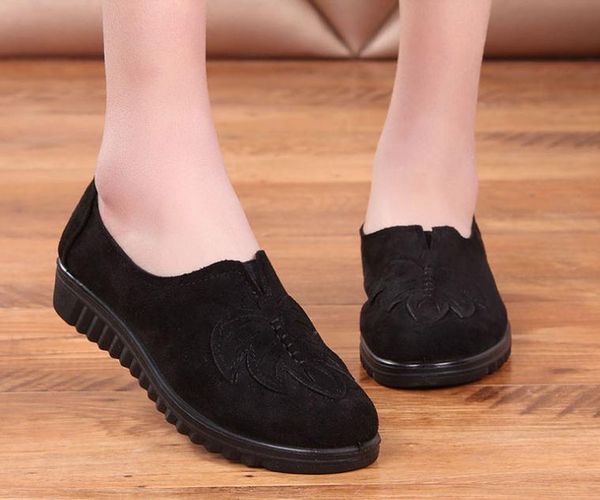 

2019 women's cloth shoes in spring and autumn with new style flat bottom round head @00177, Black