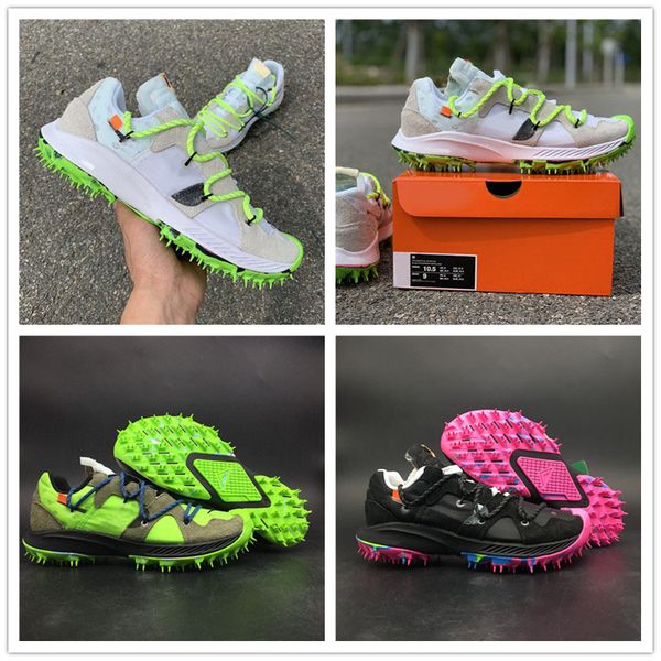 

2019 off zoom terra kiger 5 de igner hoe brown green pink white trail men women port neaker with green zip tie