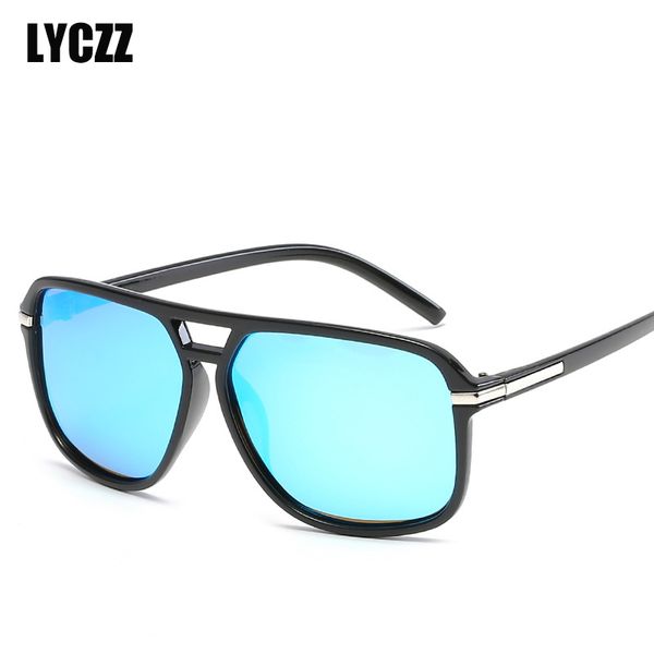 

lyczz driving glasses oversized polarized sunglasses men vintage square sunglass male brand shades uv lunettes de soleil homme, White;black