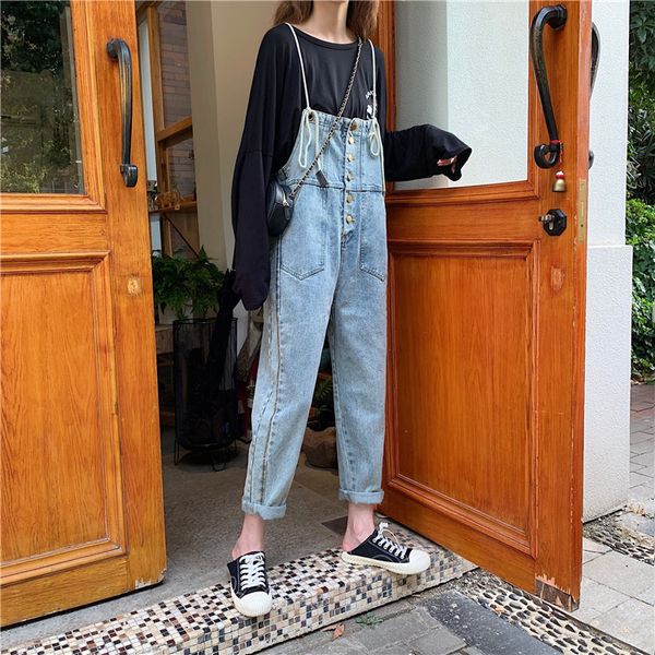 

blue overall female han edition kz loose straight tooling