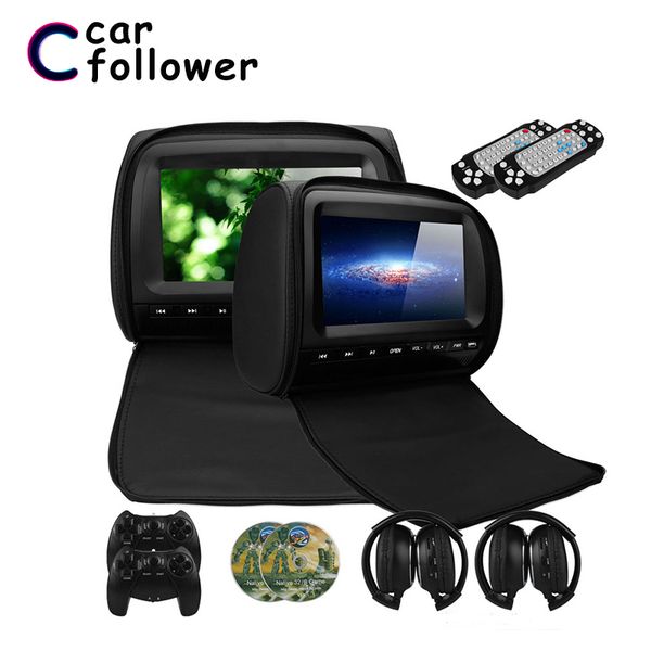 

2pcs 9 inch car headrest monitor dvd video player 800*480 zipper cover tft lcd screen support ir/fm/usb/sd/speaker/game