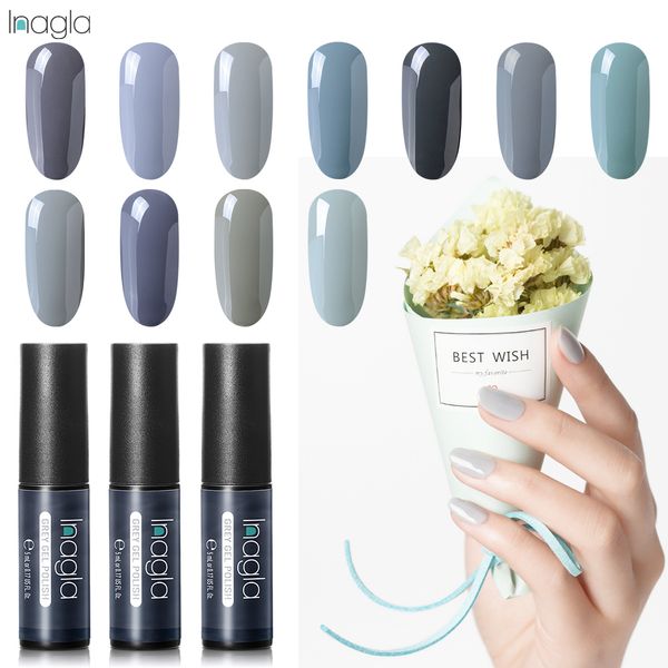 

inagla лак для ногтей гель для ногтей уф цвет вернись semi постоянный гель лак для маникюра праймер top coat серый гибридный nail art