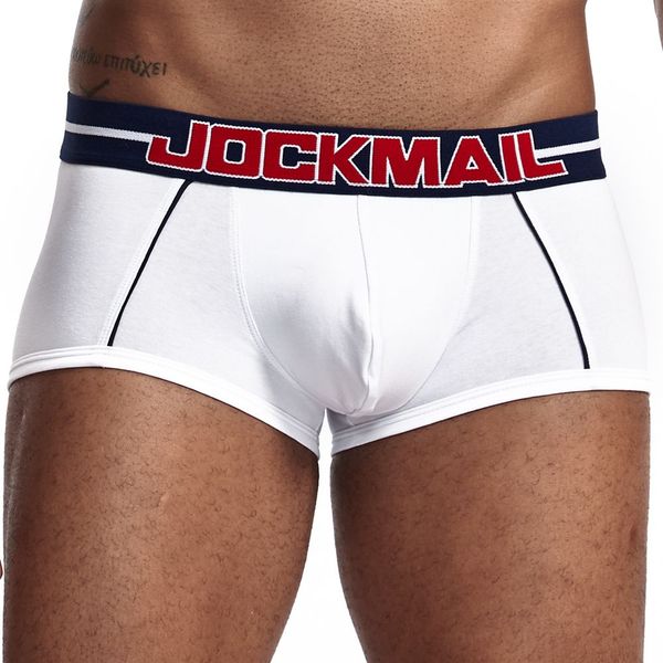 

jockmail men's underwear, pure cotton soft and breathable boxer briefs, 3d three-dimensional cut size solid color classic high quality, Black;white