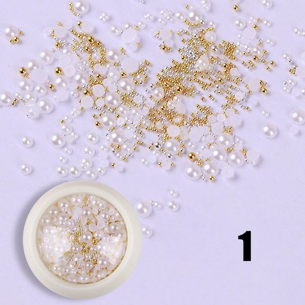 

1 set manicure ornament nail decoration rhinestone ribbon ballet shoes 3d steel ball pearl eig88, Silver;gold