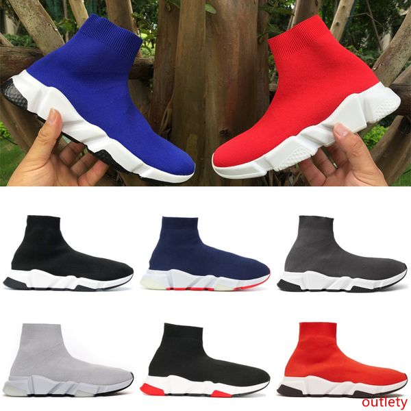 

luxury designer shoes speed trainer men women party platform socks shoe black white red blue high mid mens trainers sneakers size 36-45