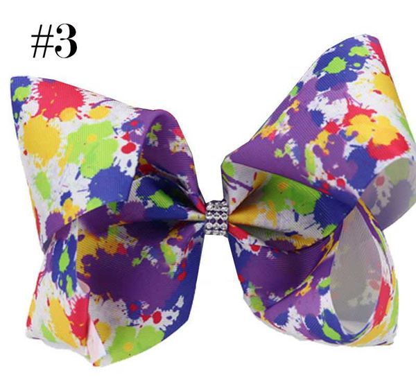 

20pcs splash-ink tie dye jojo alligator clip rainbows hair bow large girl hair bows accessories, Slivery;white