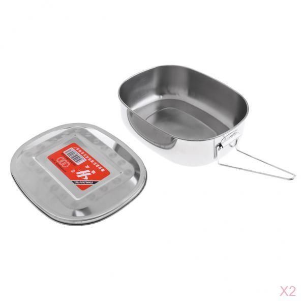 

2pcs oval bento lunch box stainless food container outdoor tableware xl