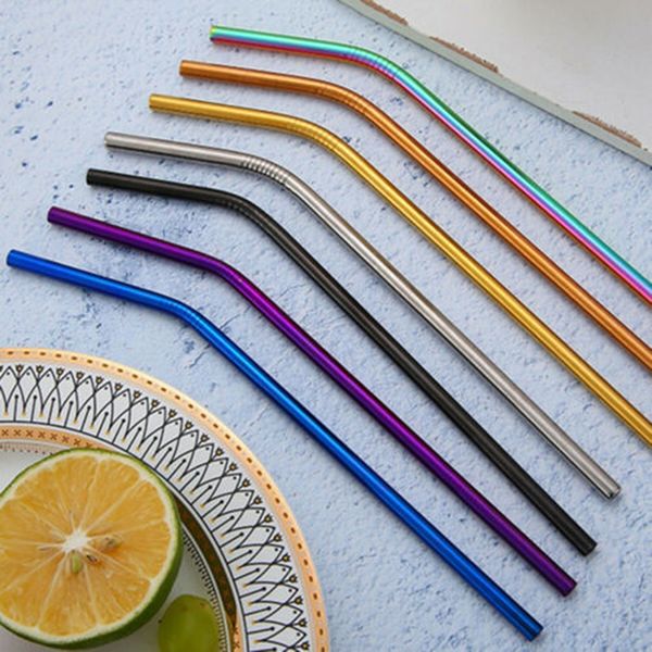 

titanium-plated colored metal straws milk tea drink stainless steel 304 other bar products