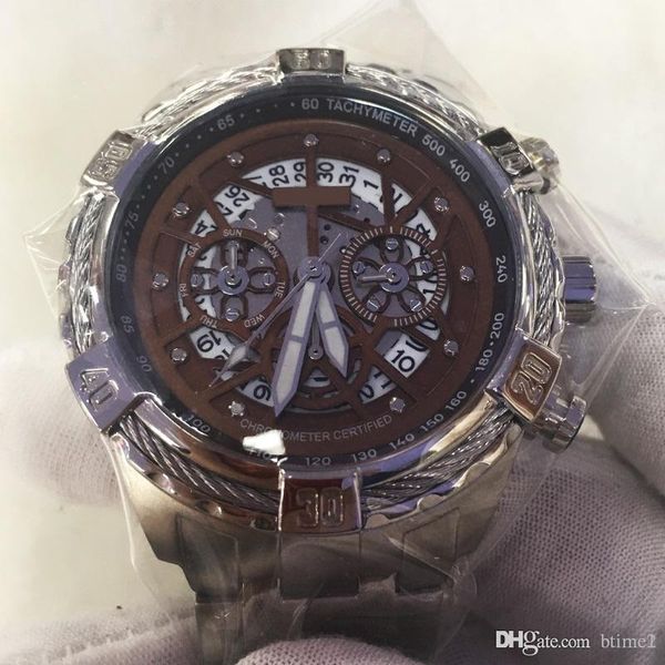 

2018 2019 latest luxury carving international first-line men's watch stainless steel dial shi ying watch success watch sapphire face, Slivery;brown