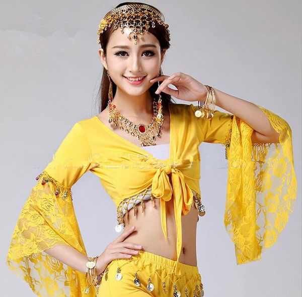 

tribal belly dance lace butterfly sleeve wrap india bollywood girl for christmas yellow purple 4xl ing, Black;red