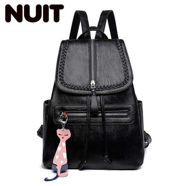 

2019 pulling rope both shoulders package woman tide soft leather bag joker leisure time a bag travel backpack woman
