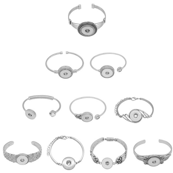 

snap jewelry 18mm multiple styles snap button bracelet for women men fit button jewelry silver bracelet, Golden;silver