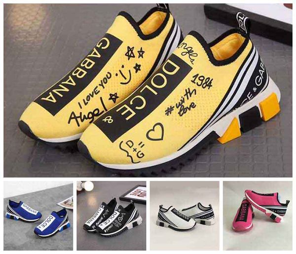 

Dolce Gabbana мужчины граффити печати ткань Сорренто Slip-on дышащие кроссовки дизайнер женщин двухцветная резиновая микро подошва Повседневная обувь в коробке