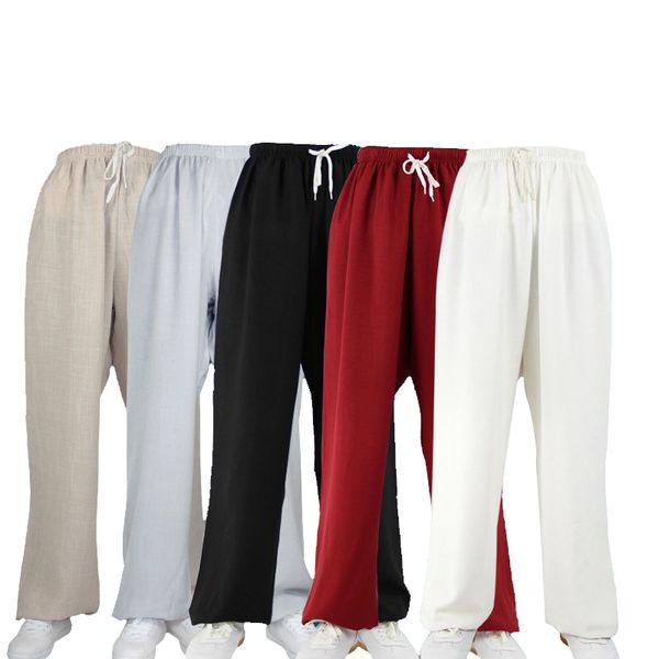 

cotton&linen summer&spring tai chi trousers martial arts pants wushu bloomers red/khaki/gray/pink, Black;red