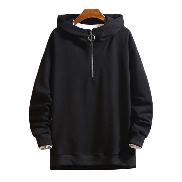 

black men half zipper hooded sweatshirt hip hop hoodies