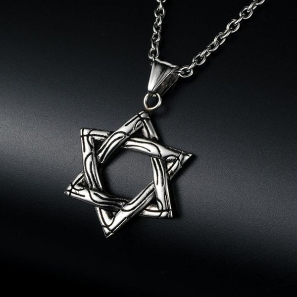 

stainless steel star of david pendant necklace israel jewelry for men women, Silver