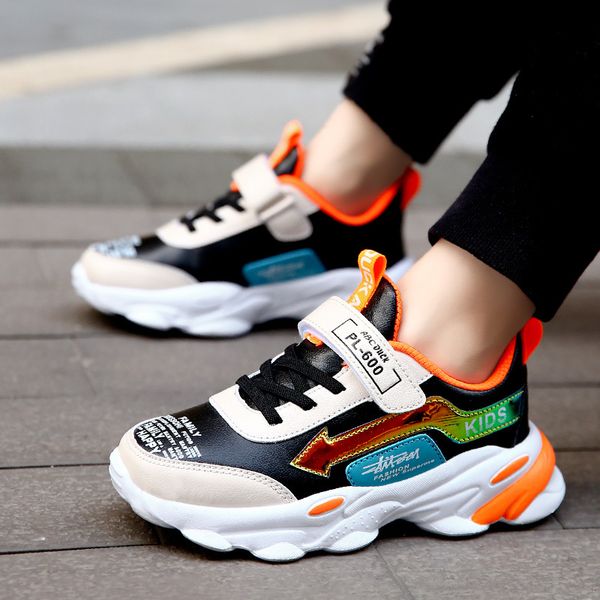 

childrens sports shoes spring and autumn leather mens shoes womens big boy casual men red warrior super fire ing childrens shoes, Black