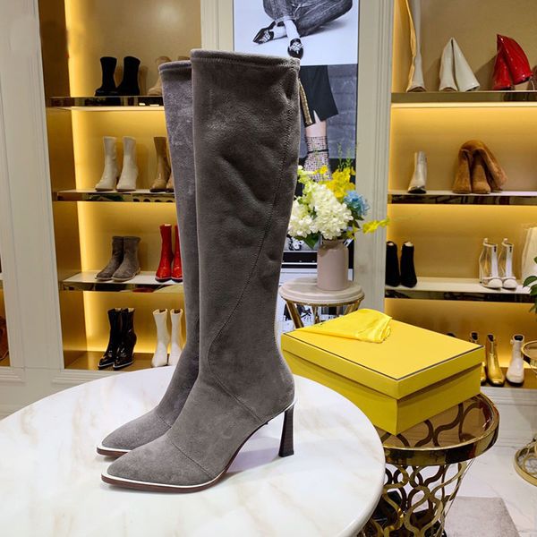 

2020 women's autumn and winter luxury designer boots fashion brand high boots women's 16-inch over the knee zipper boots leather w, Black