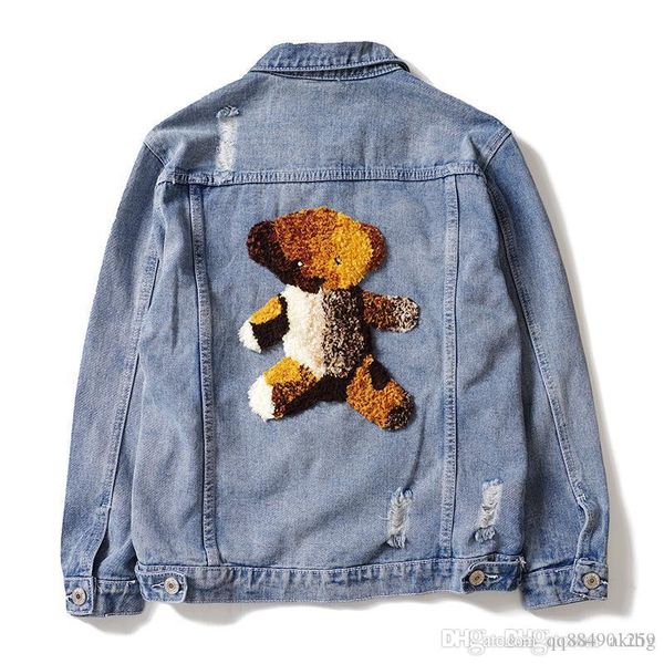 

2020 new mens designer jackets bear printing casual luxury locomotive coat biker jacket fashion demin jacket windbreaker plus size s-xl, Black;brown