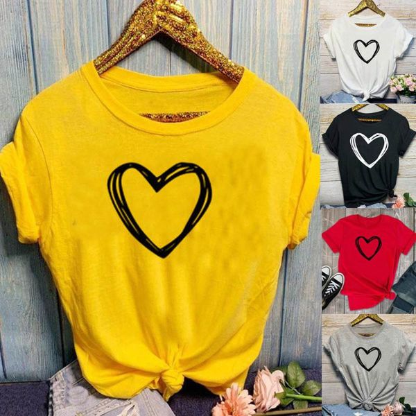 

мода женщины топ и блузка повседневная с коротким рукавом любовь печатных o-образным вырезом топы футболка блузка плюс размер 4xl harajuku р, White