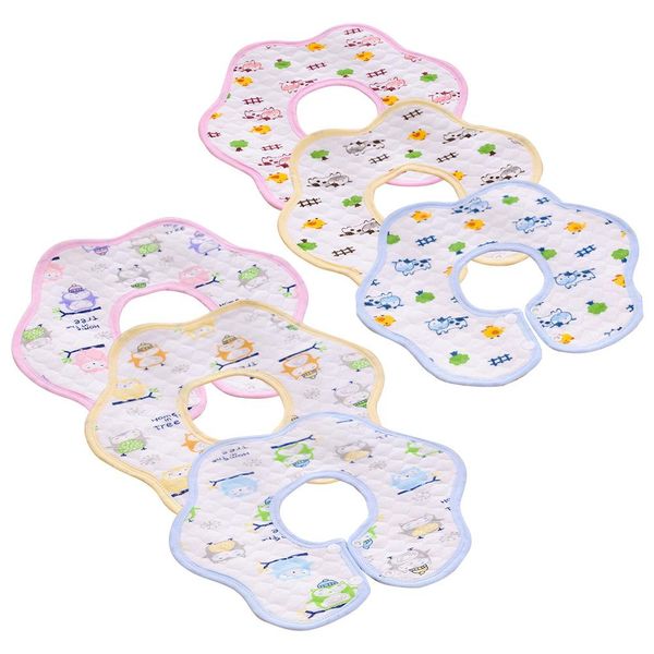 

baby mouth towel waterproof baby bib eco-cotton 360 degree rotating flower pattern bib