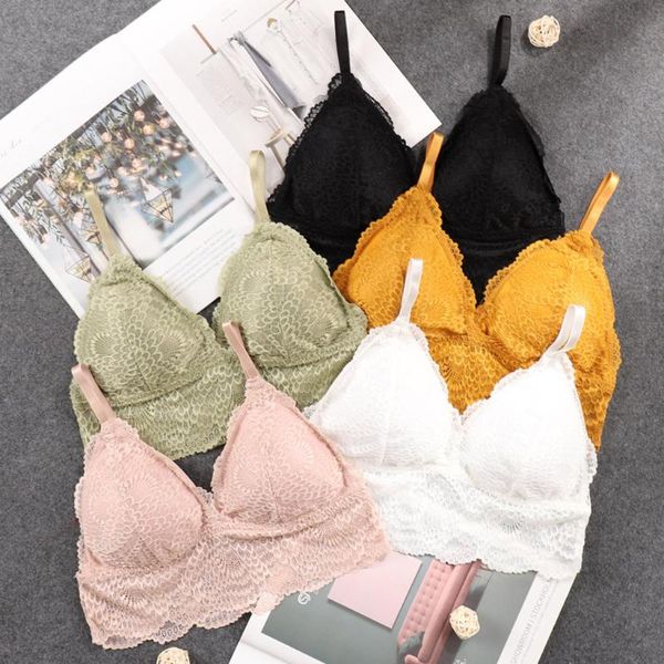 

women bra solid vest lace camisole breathable bralette push up bra backless comfort underwear bralette lingerie3.12, White;black