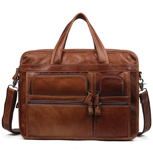 

european and american trend new casual retro leather men's briefcase boutique business handbag shoulder messenger bag leather men