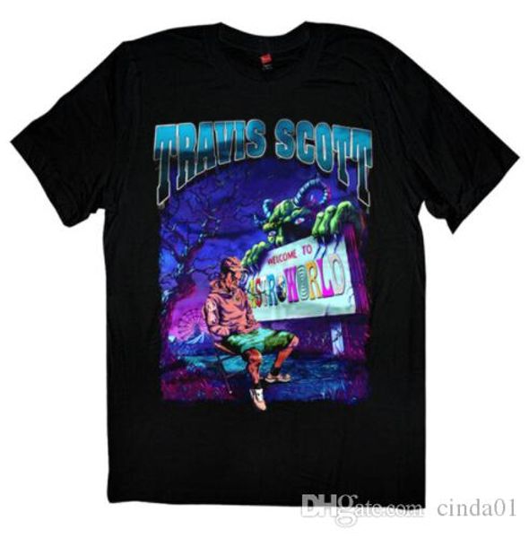 

рэпер трэвис скотт printed astroworld дизайнер тройники с коротким рукавом экипаж шеи tops мужской hip hop майки, White;black