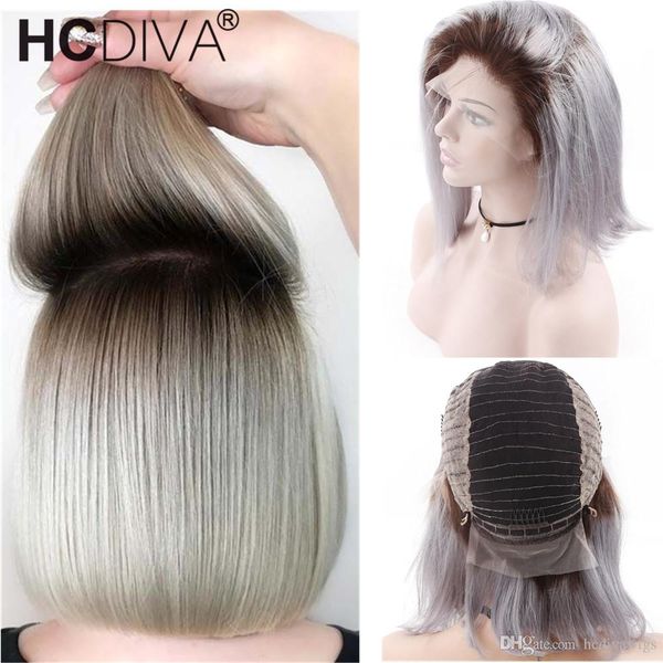 1b Grey Dark Root Blonde 13 4 Lace Front Human Hair Wig With Baby Hair Ombre Brazilian Remy Human Wig 130 Short Bob Wig For Black Women Full Lace Wig