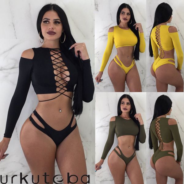 

women bikini set bandage push-up bra swimwear swimsuit bathing suit, White;black