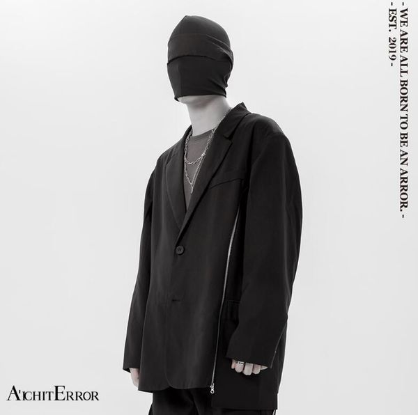 

xs-5xl new 2020 men's clothing hair stylist catwalk deconstruction of zipper irregular design suit plus size costumes, White;black