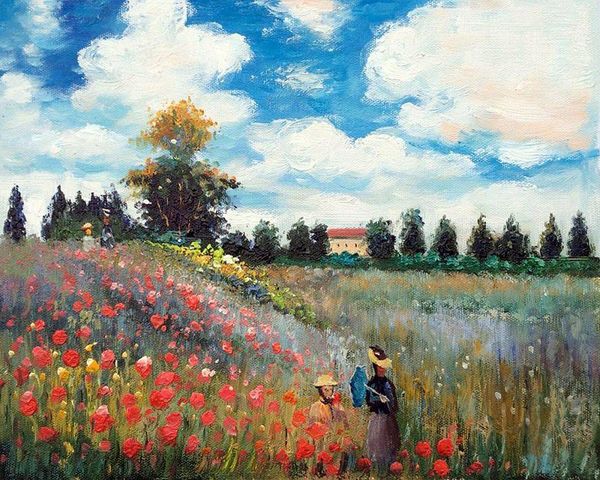 

famous poppy field in argenteuil by claude monet handpainted abstract art oil painting on canvas wall art home office deco p75