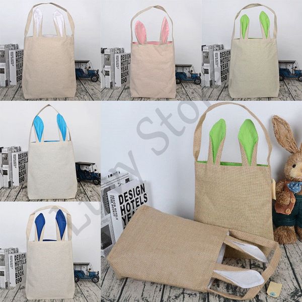 

luvy burlap easter basket 18 colors cute ears tote bag easter egg bags for kids gift decoration party